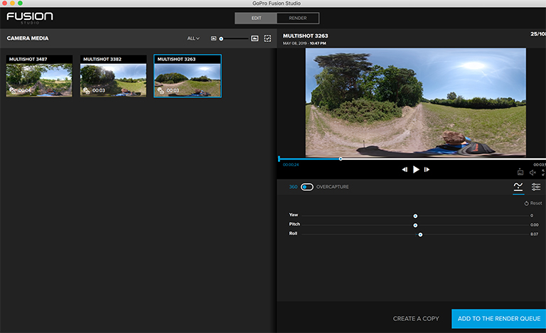 GoPro Fusion Studio settings