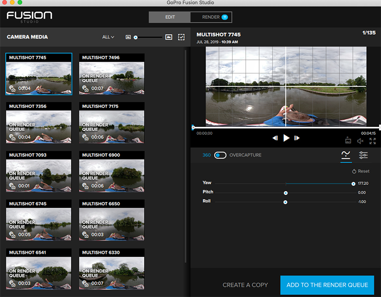 GoPro Fusion Studio settings