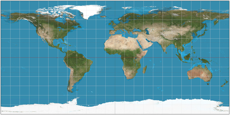 World equirectangular projection