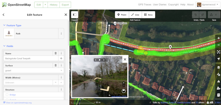 OSM iD editor street level images