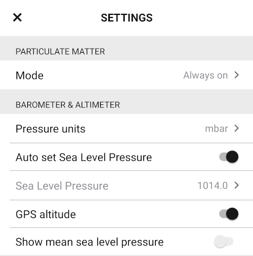 AtmoTube App Settings