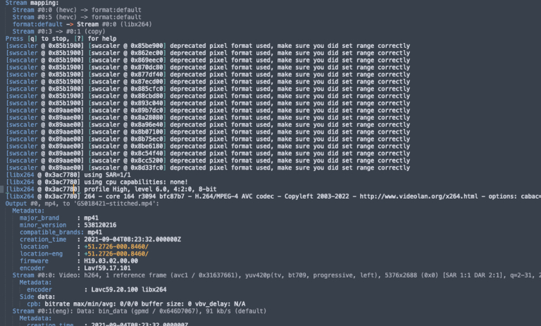 Using ffmpeg to Process Raw GoPro MAX .360's into Equirectangular Projections