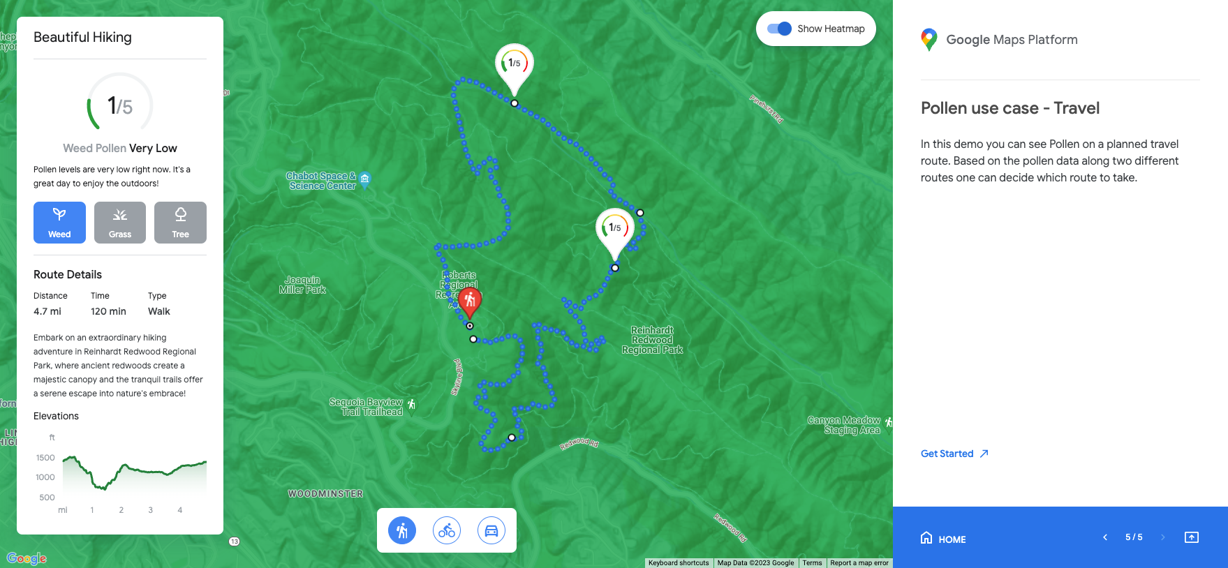 Google Pollen API visualiser